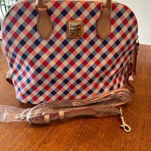 Dooney & Bourke Red and Blue Plaid Satchel
